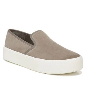 New Vince Brenden B Slip On Platform Sneakers Brown Gray Suede Sz 9.5